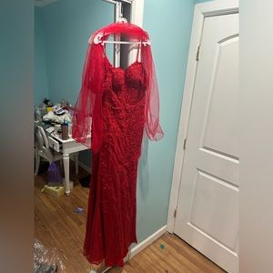 Red corset prom dress